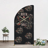 Lofaris Black Rock Roll Logo Birthday Party Half Moon Arch Backdrop
